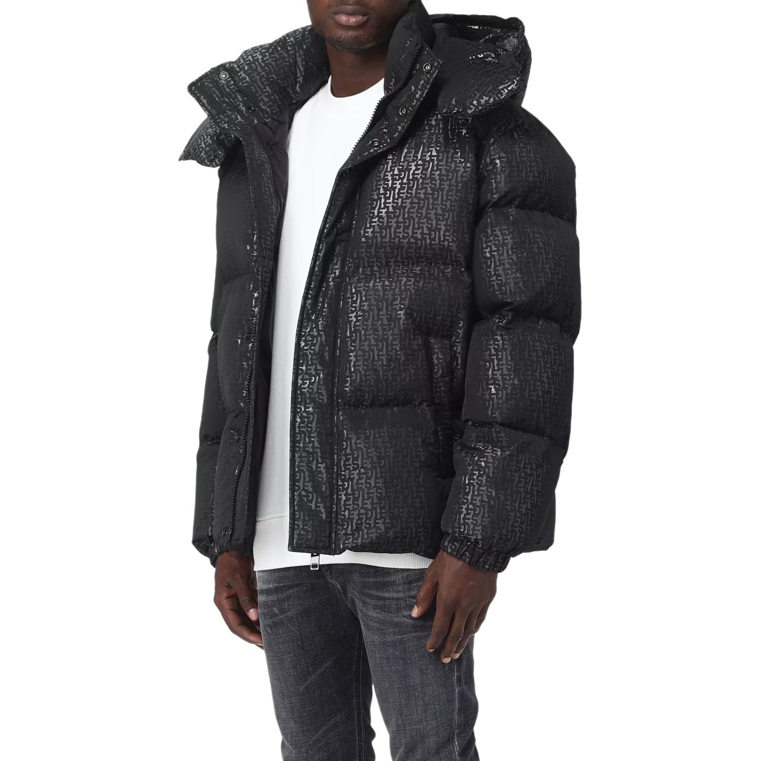 Diesel Black Vintage Hooded Puffer Jacket with Solid Print Design A104890DNAU-9XX 圖 6