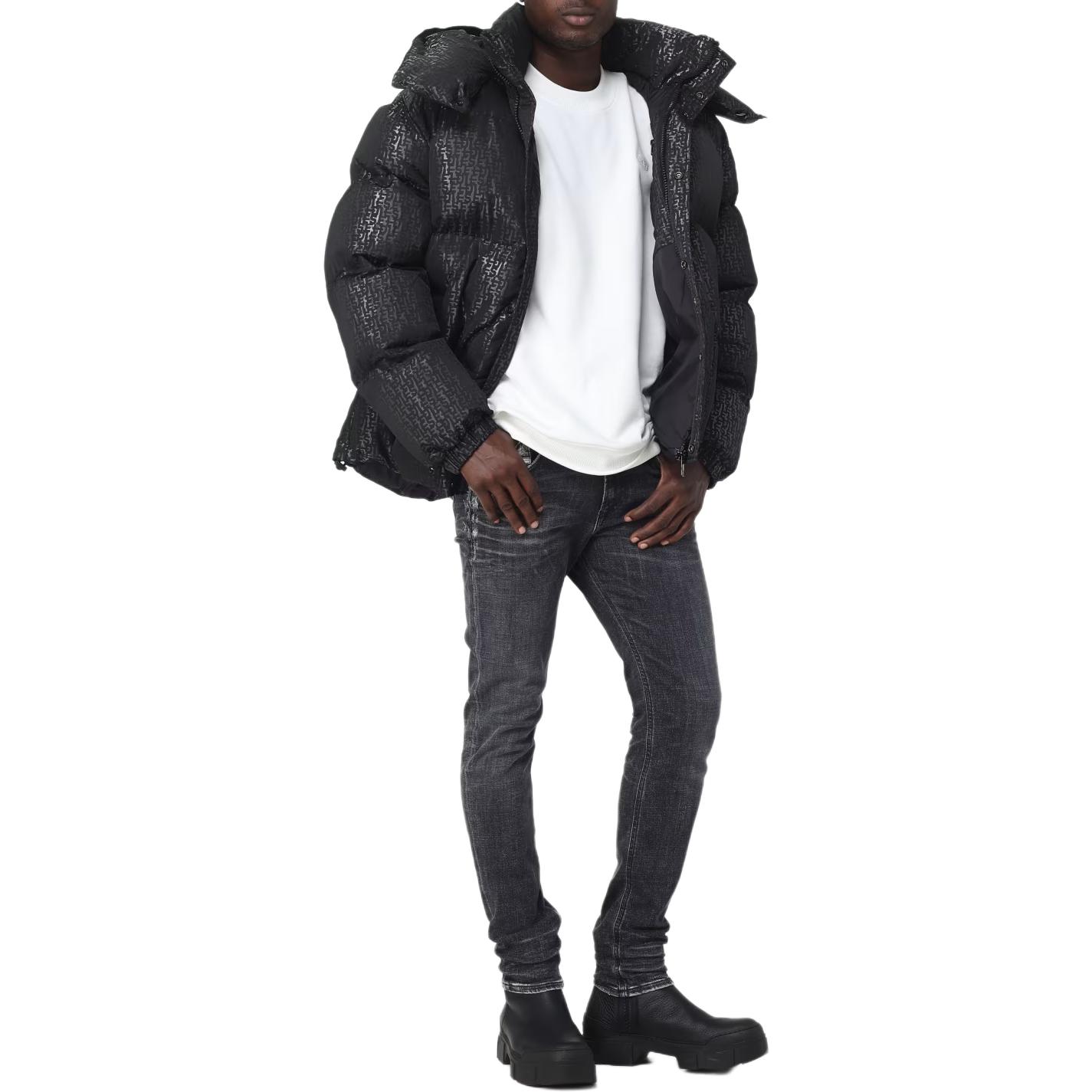 Diesel Black Vintage Hooded Puffer Jacket with Solid Print Design A104890DNAU-9XX 圖 8