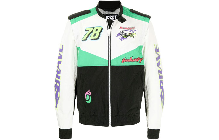 Diesel Black White Colorblock Zip Jacket A021510HAWR9XXA