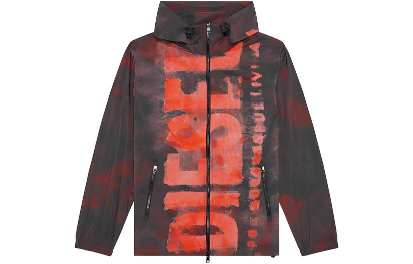 Diesel Black Zip-Up Hoodie Jacket with Letter Print A114330HIAB-9XX