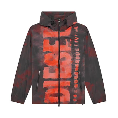Diesel Black Zip-Up Hoodie Jacket with Letter Print A114330HIAB-9XX