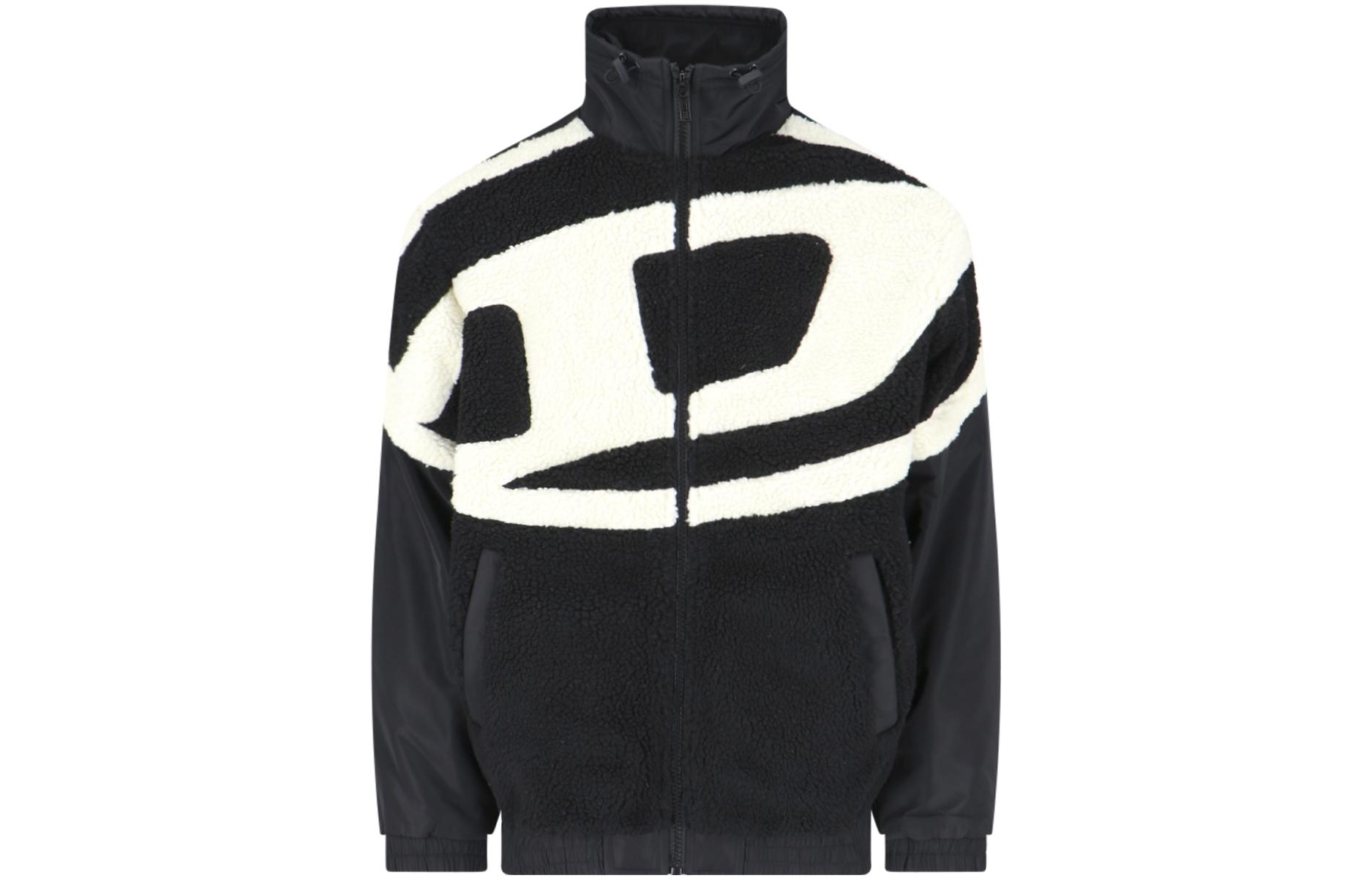 Diesel Black Zip-Up Jacket with Stand Collar A106130QFAH900A