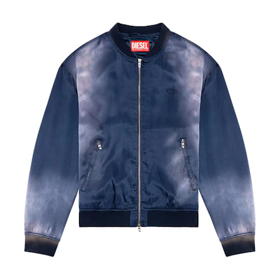 Diesel Blue Bleached Spray Colorblock Baseball Collar Zip Jacket A128140QIAN-81E
