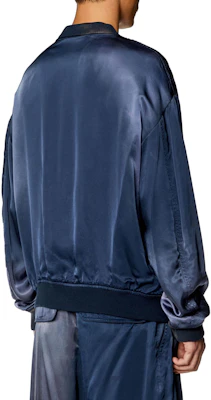 Diesel Blue Bleached Spray Colorblock Baseball Collar Zip Jacket A128140QIAN-81E Lookbook Diesel Blue Bleached Spray Colorblock Baseball Collar Zip Jacket A128140QIAN-81E