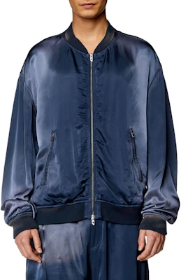 Diesel Blue Bleached Spray Colorblock Baseball Collar Zip Jacket A128140QIAN-81E Shop Diesel Blue Bleached Spray Colorblock Baseball Collar Zip Jacket A128140QIAN-81E