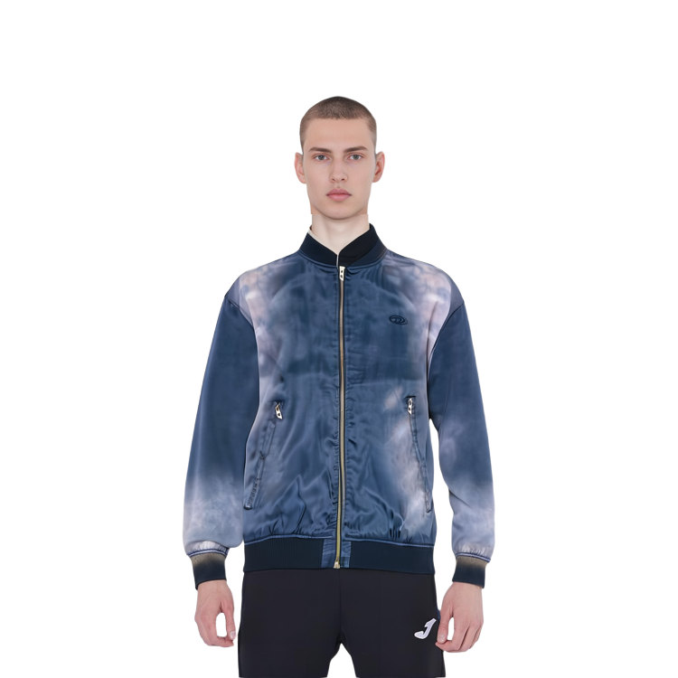 Details for Diesel Blue Bleached Spray Colorblock Baseball Collar Zip Jacket A128140QIAN-81E