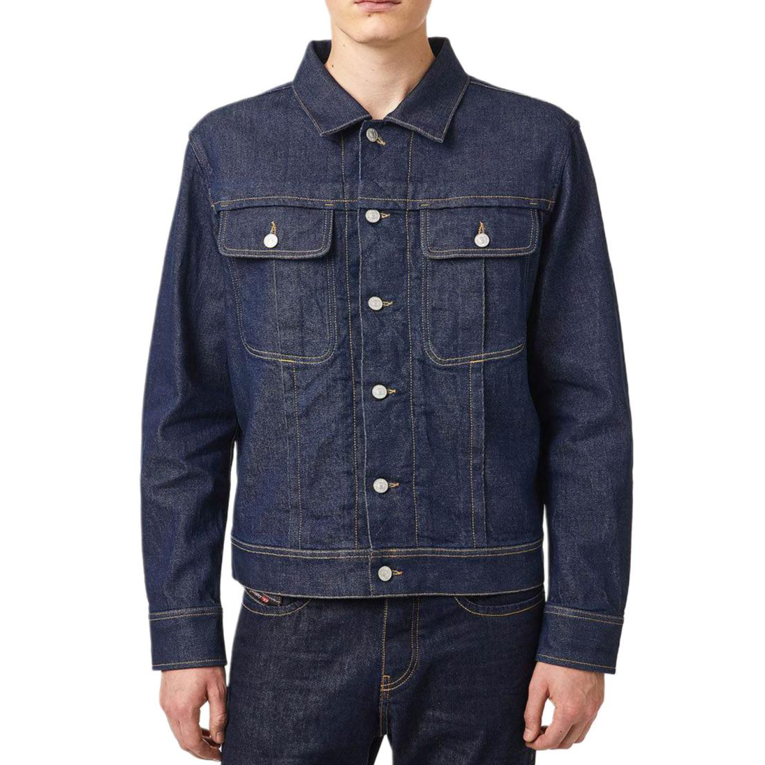Diesel Blue Button-Up Multi-Pocket Denim Jacket Long Sleeve Outerwear A0350609B28