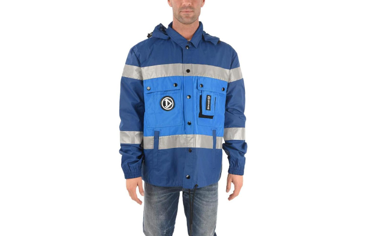 Diesel Blue Colorblock Letter Print Hooded Jacket A021280LBBF8MJ