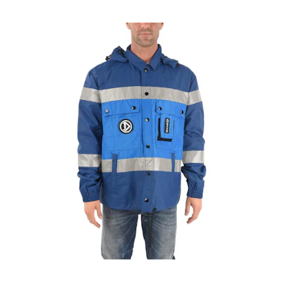 Diesel Blue Colorblock Letter Print Hooded Jacket A021280LBBF8MJ