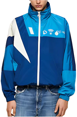 Diesel Blue Colorblock Letter Print Zip-Up Track Jacket A027090HCAW86V Buy Diesel Blue Colorblock Letter Print Zip-Up Track Jacket A027090HCAW86V