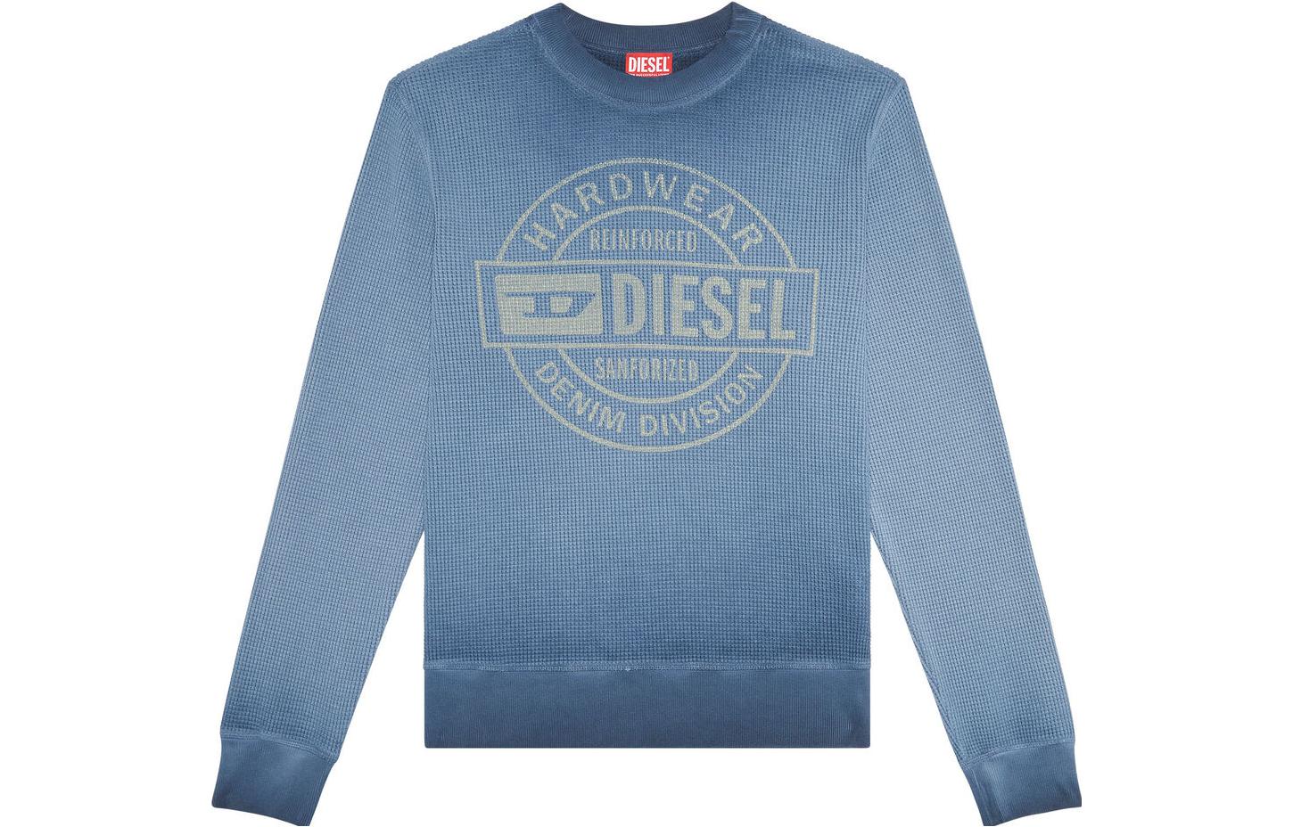 Diesel Blue Crewneck Sweatshirt with Letter Print Design A112530DNAJ-8CL