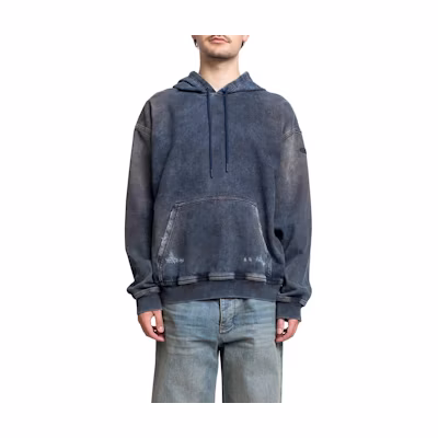 Diesel Blue Distressed Drawstring Hooded Pullover Sweatshirt A12528068LV-01