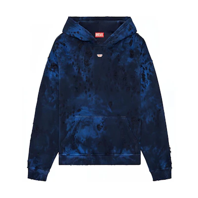 Diesel Blue Dye Distressed Hoodie Pullover A132990AJBZ-8ATA
