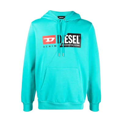 Diesel Blue Graphic Logo Print Hoodie Long Sleeve Casual Fit A003390IAJH5II