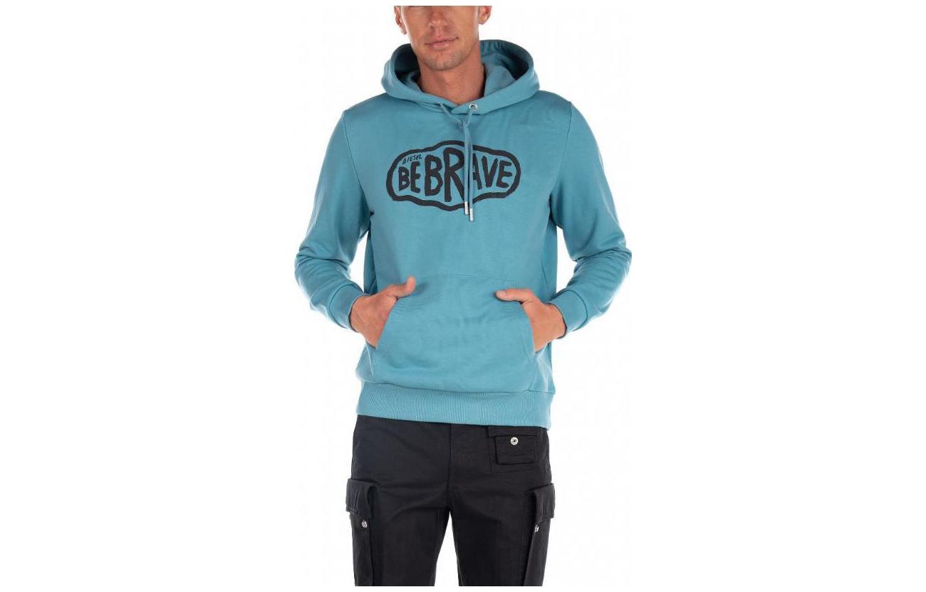 Diesel Blue Hoodie with Letter Print A029680HAYT-89E
