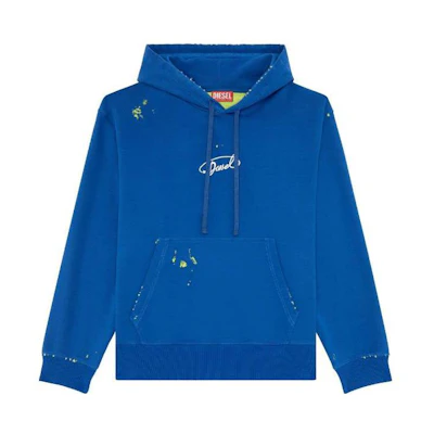 Diesel Blue Hoodie with Logo Print and Letter Graphic Design A104620KHAQ8EKA