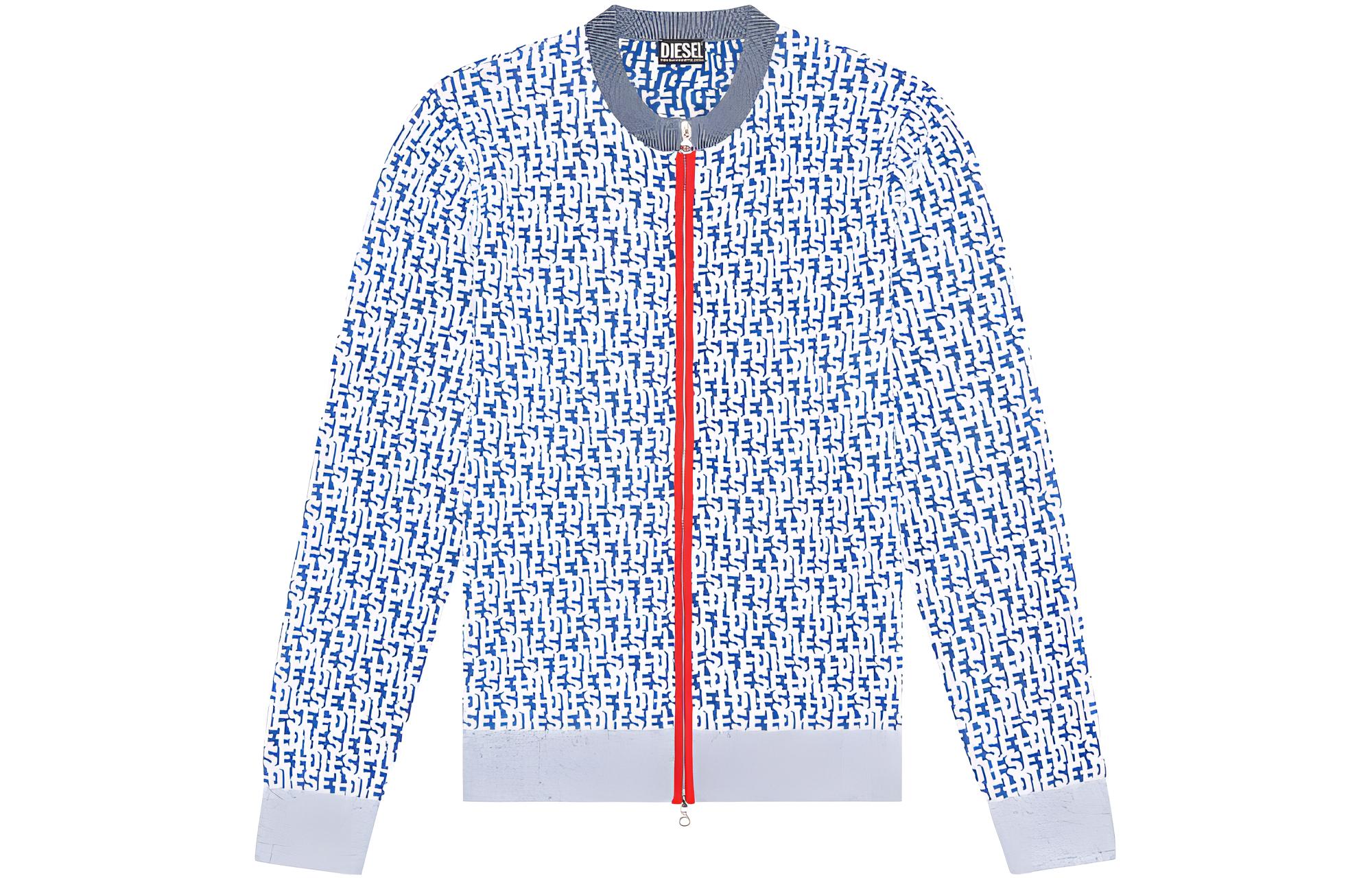 Diesel Blue Letter Print Loose-Fit Zip-Up Long-Sleeve Jacket A101970LGAQ-8II