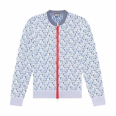 Diesel Blue Letter Print Loose-Fit Zip-Up Long-Sleeve Jacket A101970LGAQ-8II