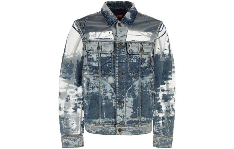 Diesel Blue Long-Sleeve Jacket with Collar and Single-Breasted Design A12554068JH-01