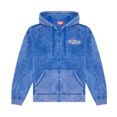 Diesel Blue Marble Wash Zipper Hoodie Jacket A121280WGAI-8II