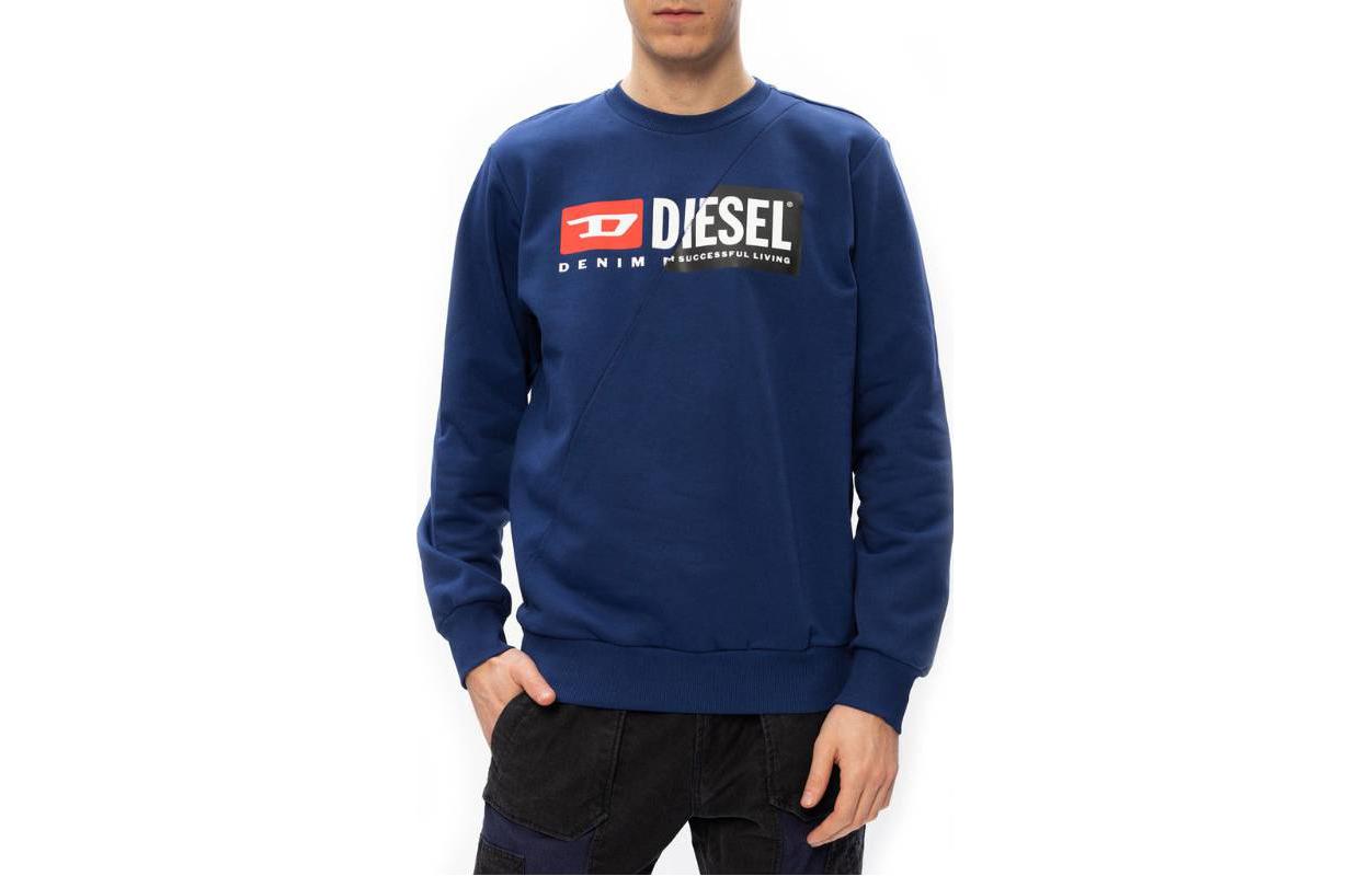 Diesel Blue Pullover Crewneck Sweatshirt with Letter Print A003490IAJH-8MG