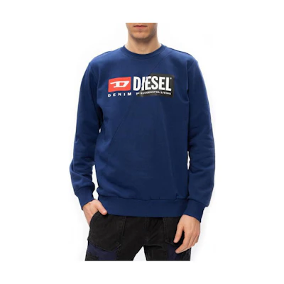 Diesel Blue Pullover Crewneck Sweatshirt with Letter Print A003490IAJH-8MG