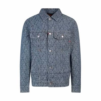 Diesel Blue Single-Breasted Jacket with All-Over Print Pattern A0388509E5901