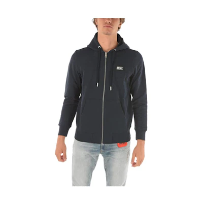 Diesel Blue Solid Logo Patch Zip-Up Hoodie A028110NBAY86V