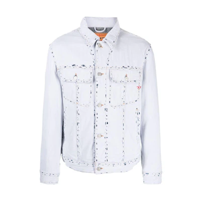 Diesel Blue Vintage Single-Breasted Collared Jacket A10876007R5-BLUE