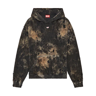 Diesel Brown Black Distressed Tie-Dye Hoodie A132990AJBZ-9XXA