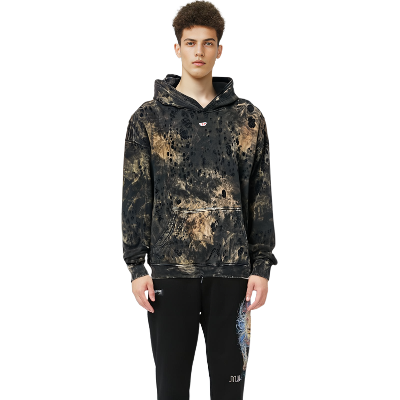 Sizing Diesel 棕黑色漸層紋染連帽衫 A132990AJBZ-9XXA