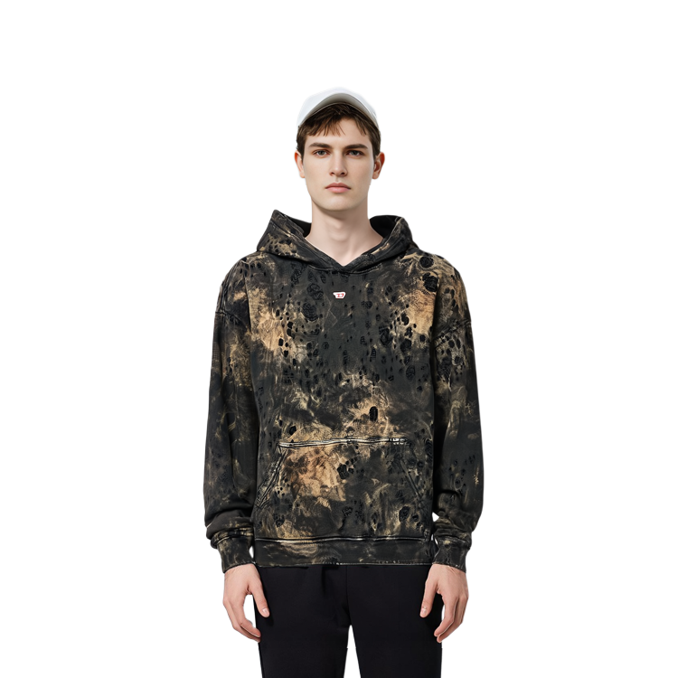 Cheap Diesel 棕黑色漸層紋染連帽衫 A132990AJBZ-9XXA