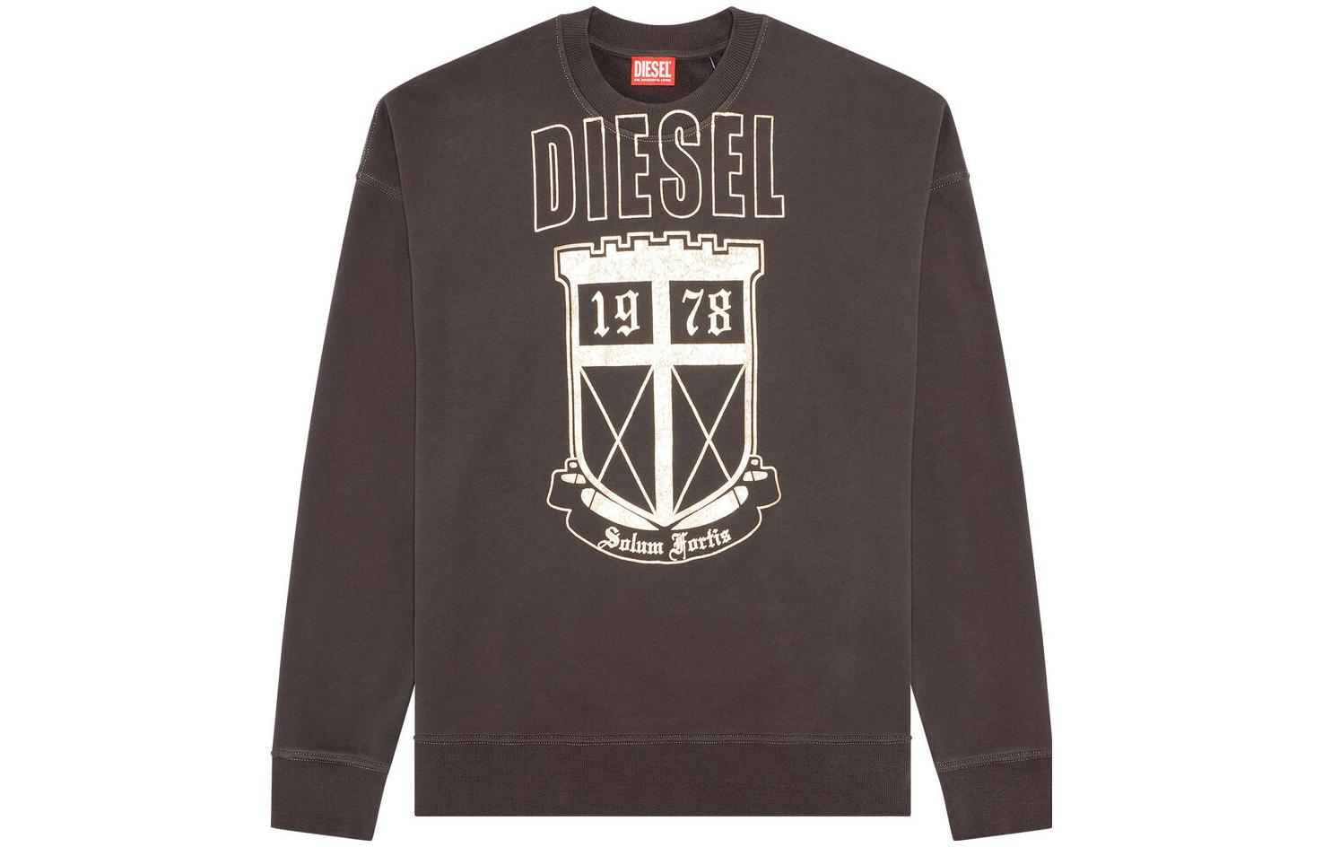Diesel Brown Long-Sleeve Sweatshirt with Logo Print Design A114420AMDN-93RA