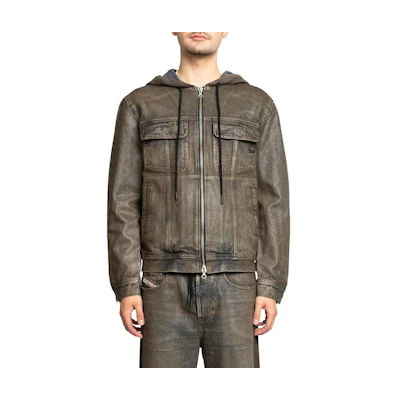 Diesel Brown Solid Color Zip-Up Hoodie Jacket with Long Sleeves A142600CBDM-5EV