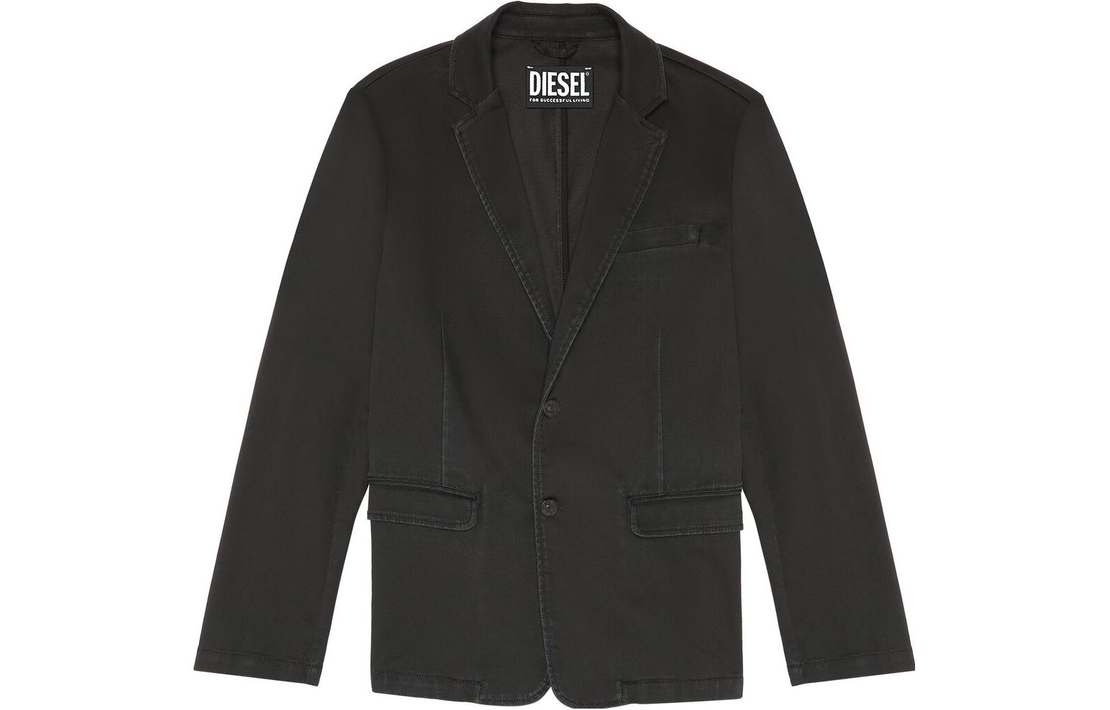 Diesel Charcoal Gray Blazer with Pocket Design and Single-Breasted Fit 00SWN6E912H-02