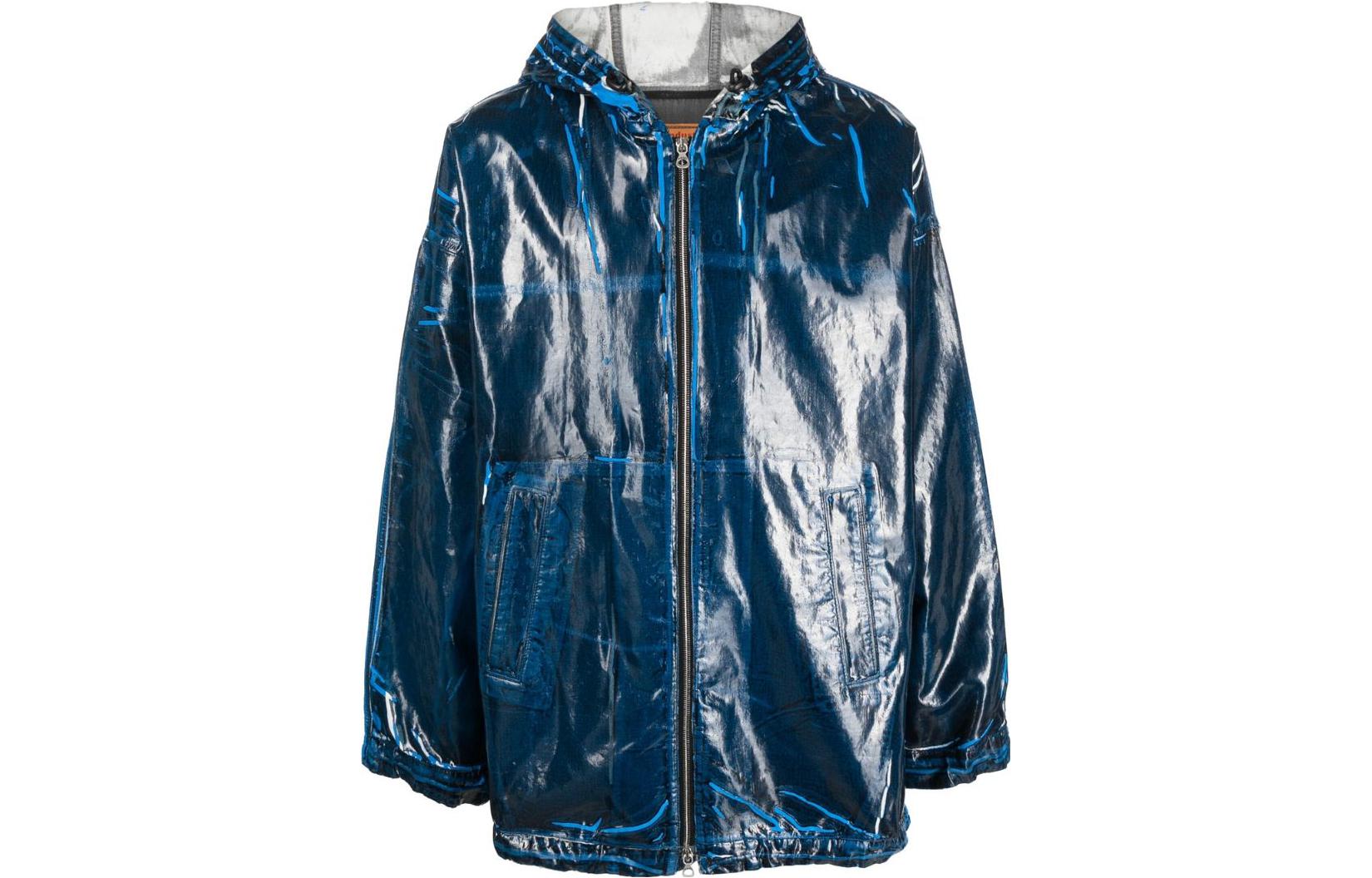 Diesel Coated Denim Hooded Jacket Blue A09918007P68DY