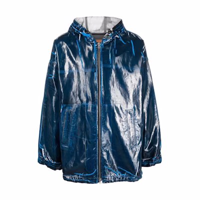 Diesel Coated Denim Hooded Jacket Blue A09918007P68DY