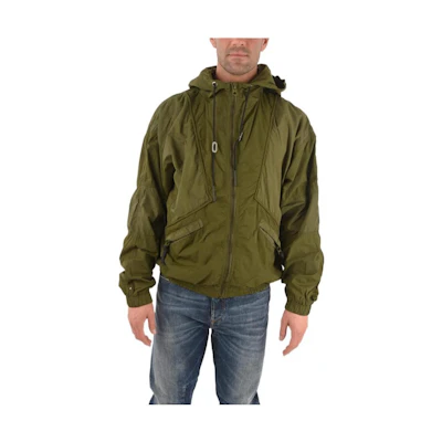 Diesel Color-Block Hooded Short Jacket Green A022050QBBG-51F
