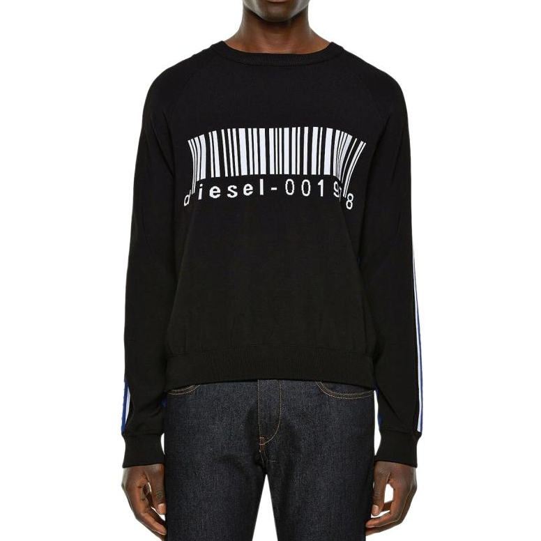 Diesel Colorblock Alphabet Print Crewneck Sweatshirt Black/Blue A006050IAYQ