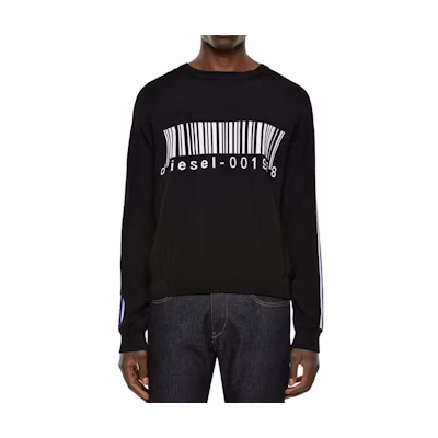 Diesel Colorblock Alphabet Print Crewneck Sweatshirt Black/Blue A006050IAYQ