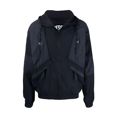 Diesel Colorblock Zipper Hoodie Jacket - Black A022050QBBG9XX