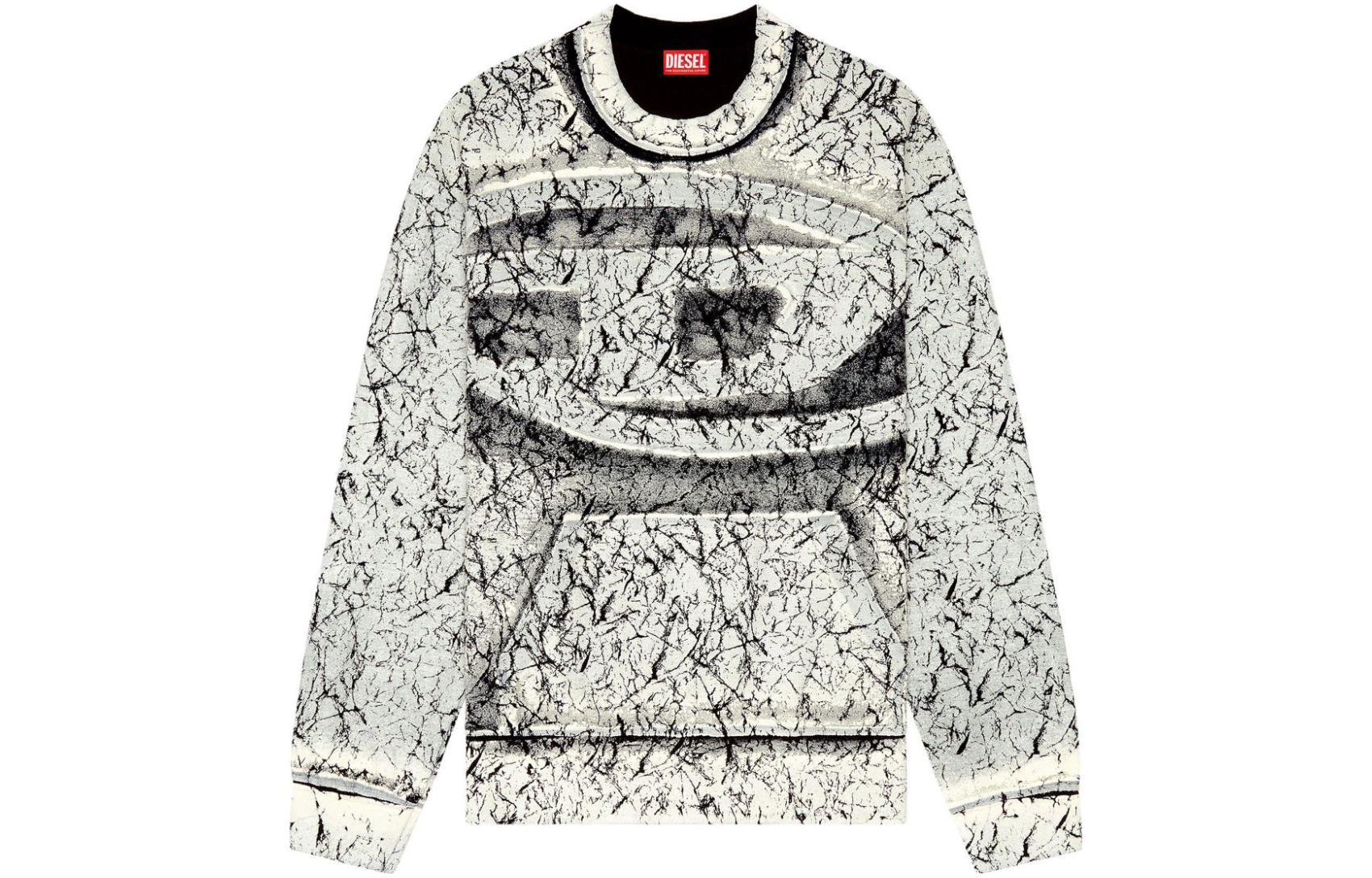 Diesel Cracked Effect Crewneck Sweatshirt Men’s Grey A117620ALAQ-GREY