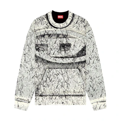 Diesel Cracked Effect Crewneck Sweatshirt Men’s Grey A117620ALAQ-GREY