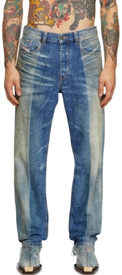 DIESEL D-MACS Colorblock Distressed Straight Fit Jeans Men Blue A1681709L0401 Order DIESEL D-MACS Colorblock Distressed Straight Fit Jeans Men Blue A1681709L0401