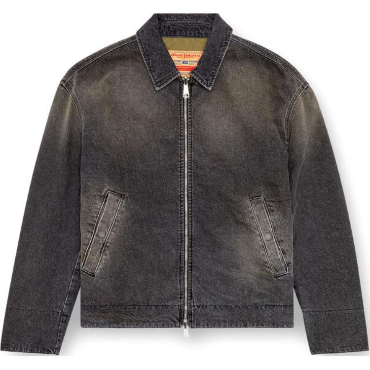 Diesel Distressed Zip-Up Long Sleeve Jacket for Men - Gray A147160CBDK02