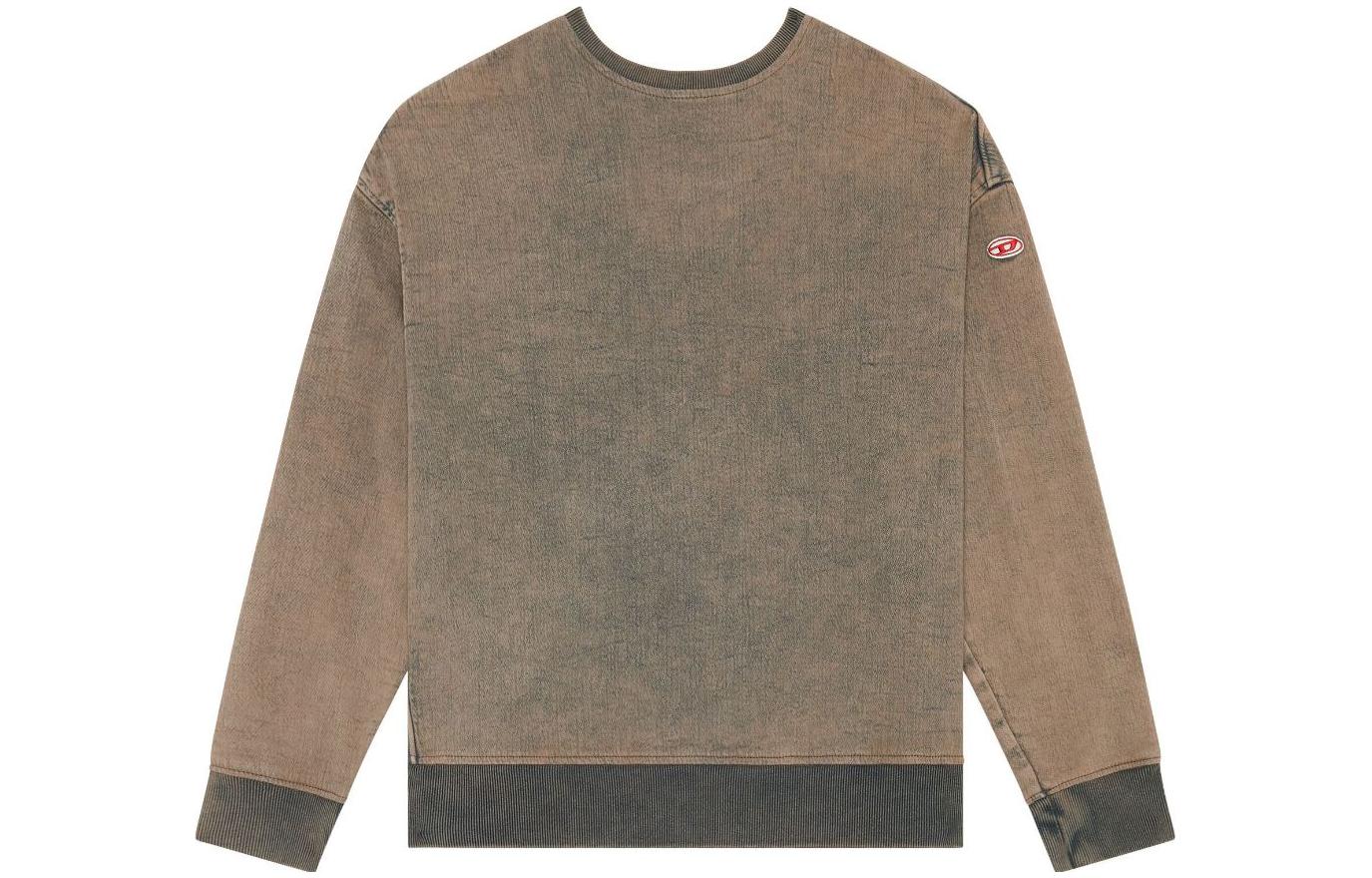 Diesel Earth Yellow Denim Crewneck Sweatshirt with Logo Embroidery A0394309H04