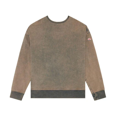 Diesel Earth Yellow Denim Crewneck Sweatshirt with Logo Embroidery A0394309H04