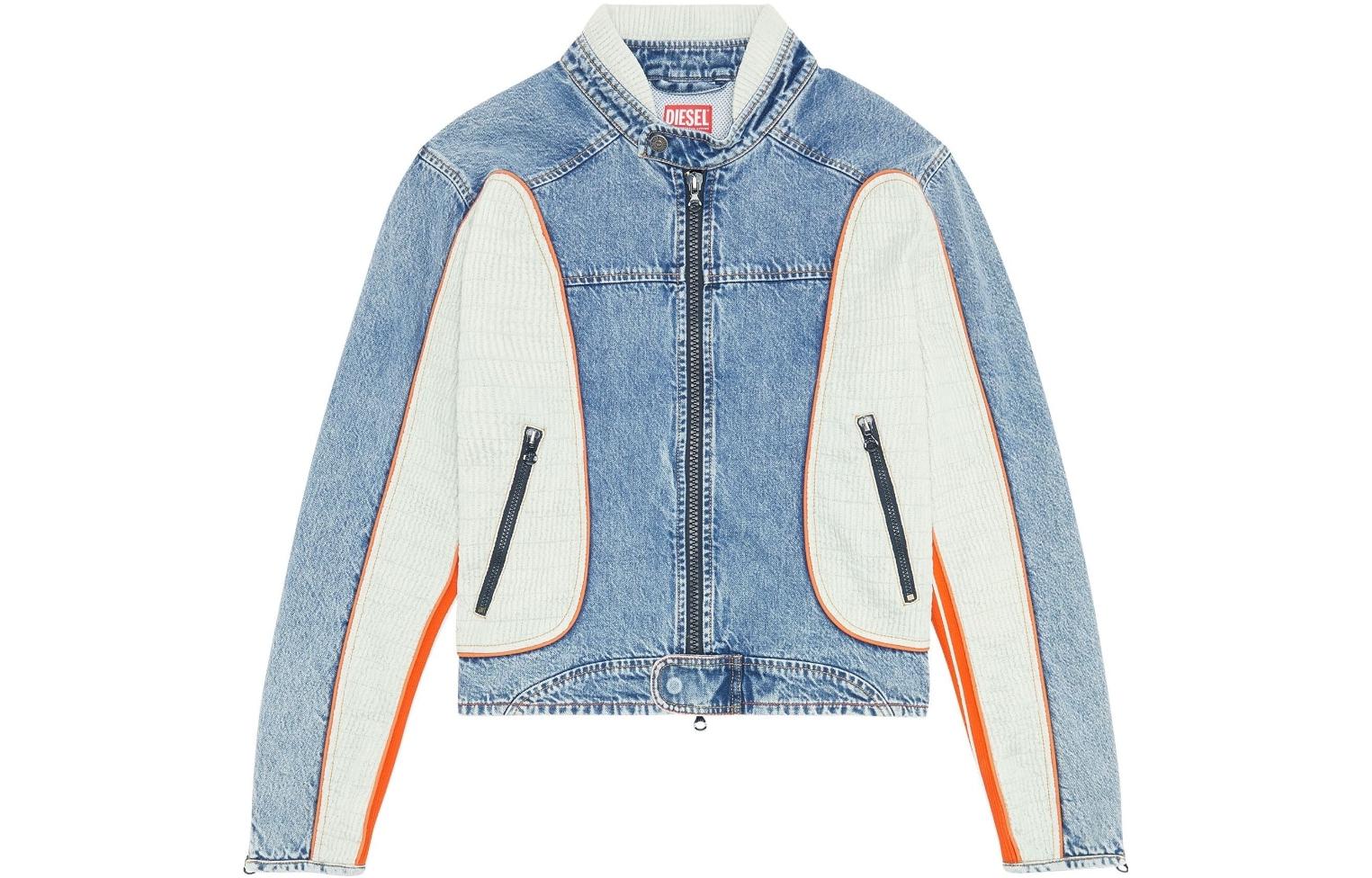 Diesel Embossed Logo Panel Zip Jacket Light Blue A092000EMAH