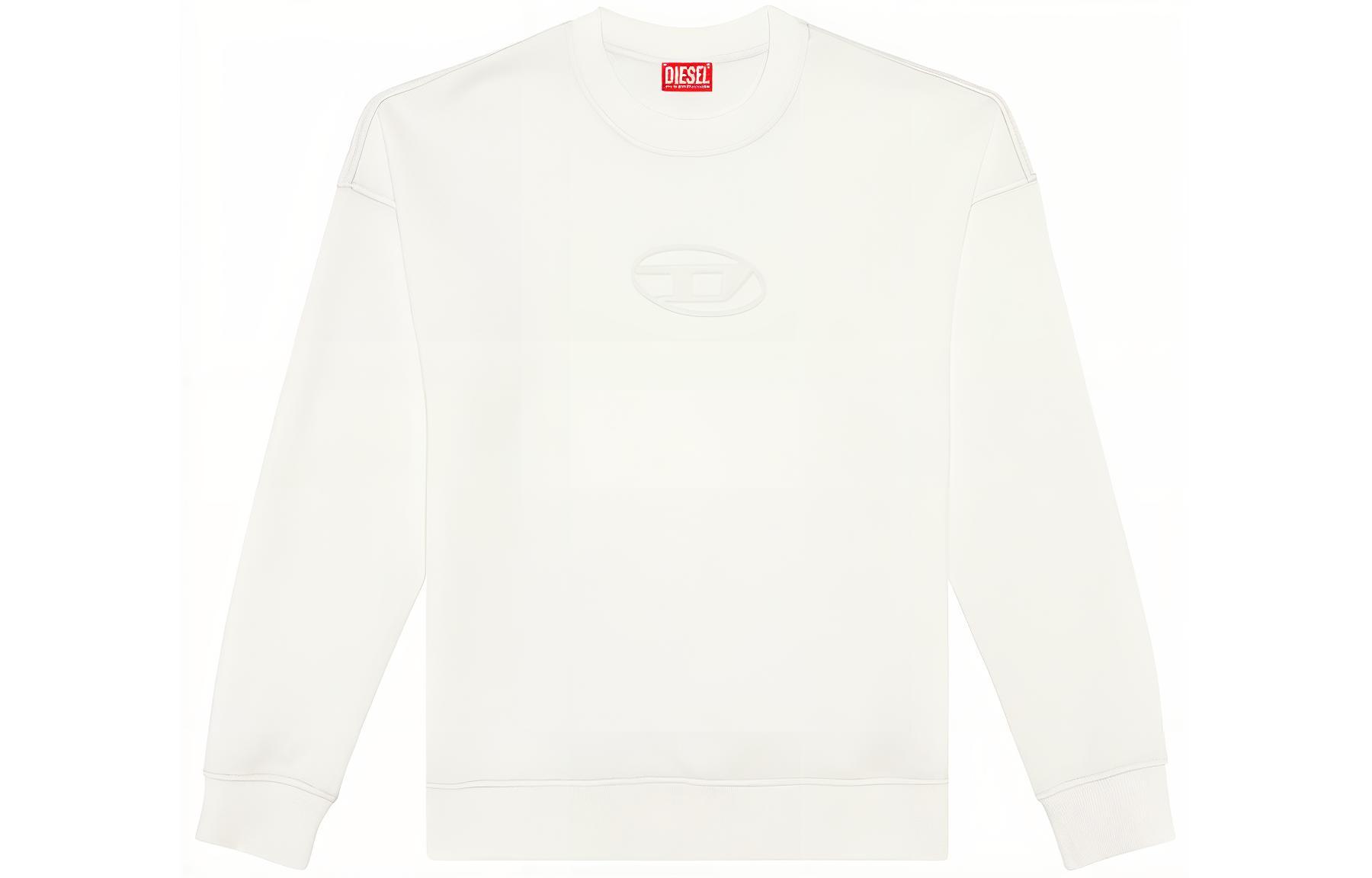 Diesel Embossed Oval D Logo Crewneck White Sweatshirt A121100WHAK-141