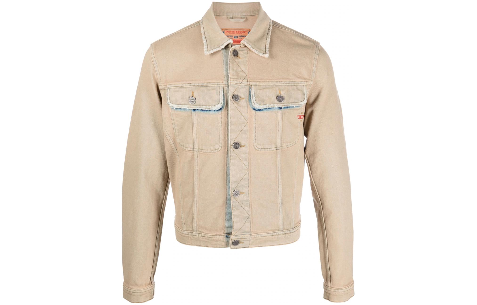 Diesel Embroidered Logo Denim Jacket Unisex Light Brown A0352609F24